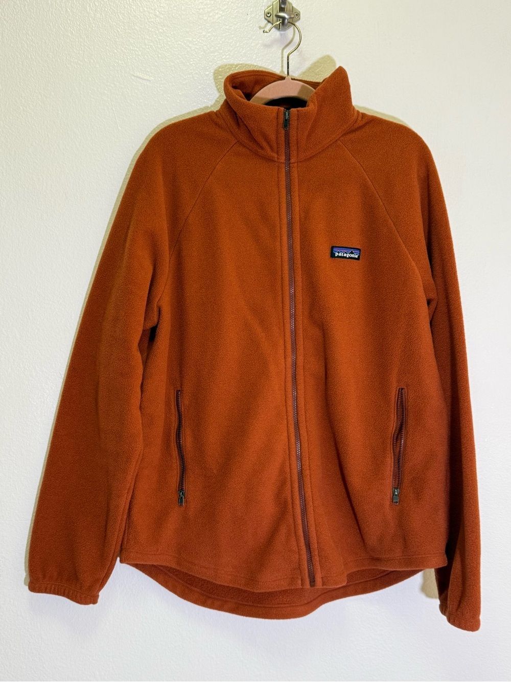 Patagonia - Burnt Orange Microdini Fleece Jacket with Logo Patch - size M